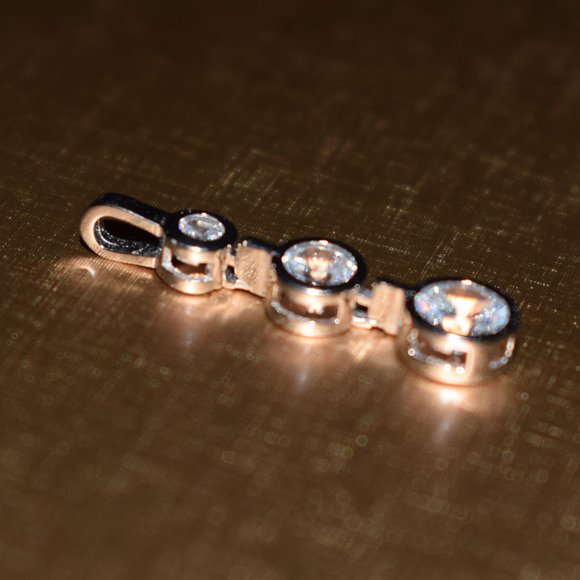 Three Round Stones Sterling Silver Pendant - Picture 4 of 5